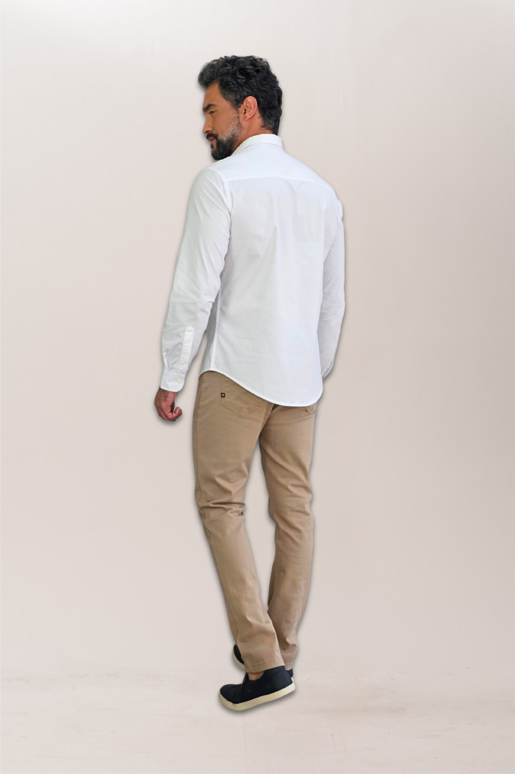 Camisa Social Tricoline Premium Slim ML Com Logo