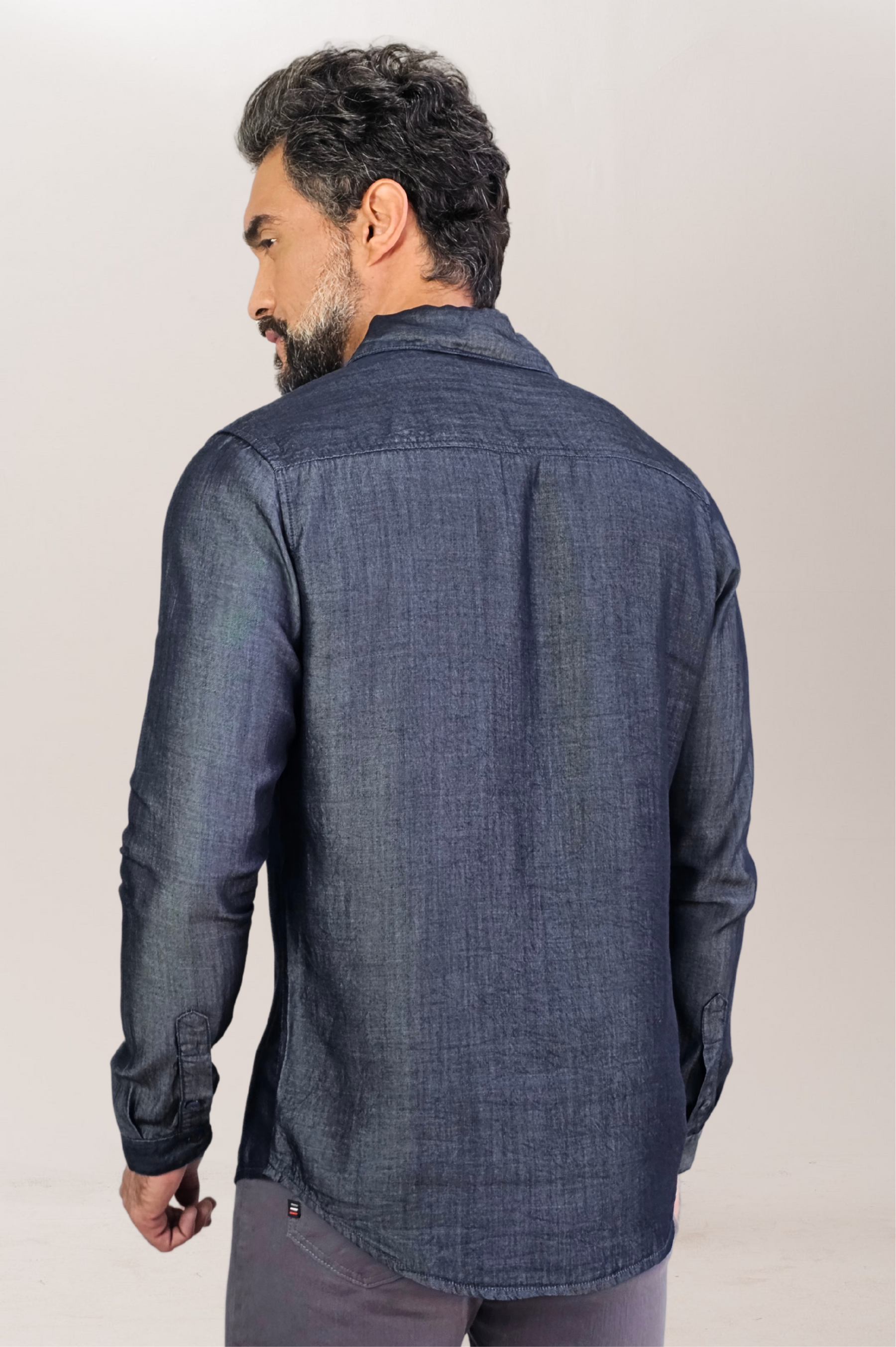 Camisa Social Jeans Premium Slim ML Escura