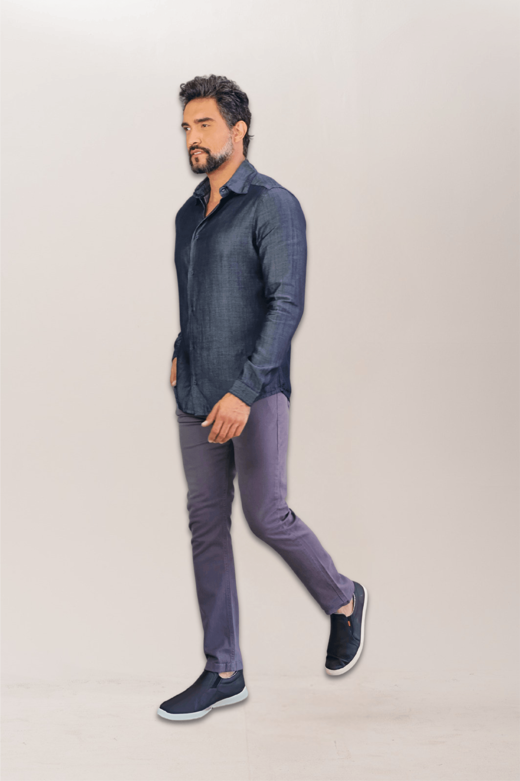 Camisa Social Jeans Premium Slim ML Escura