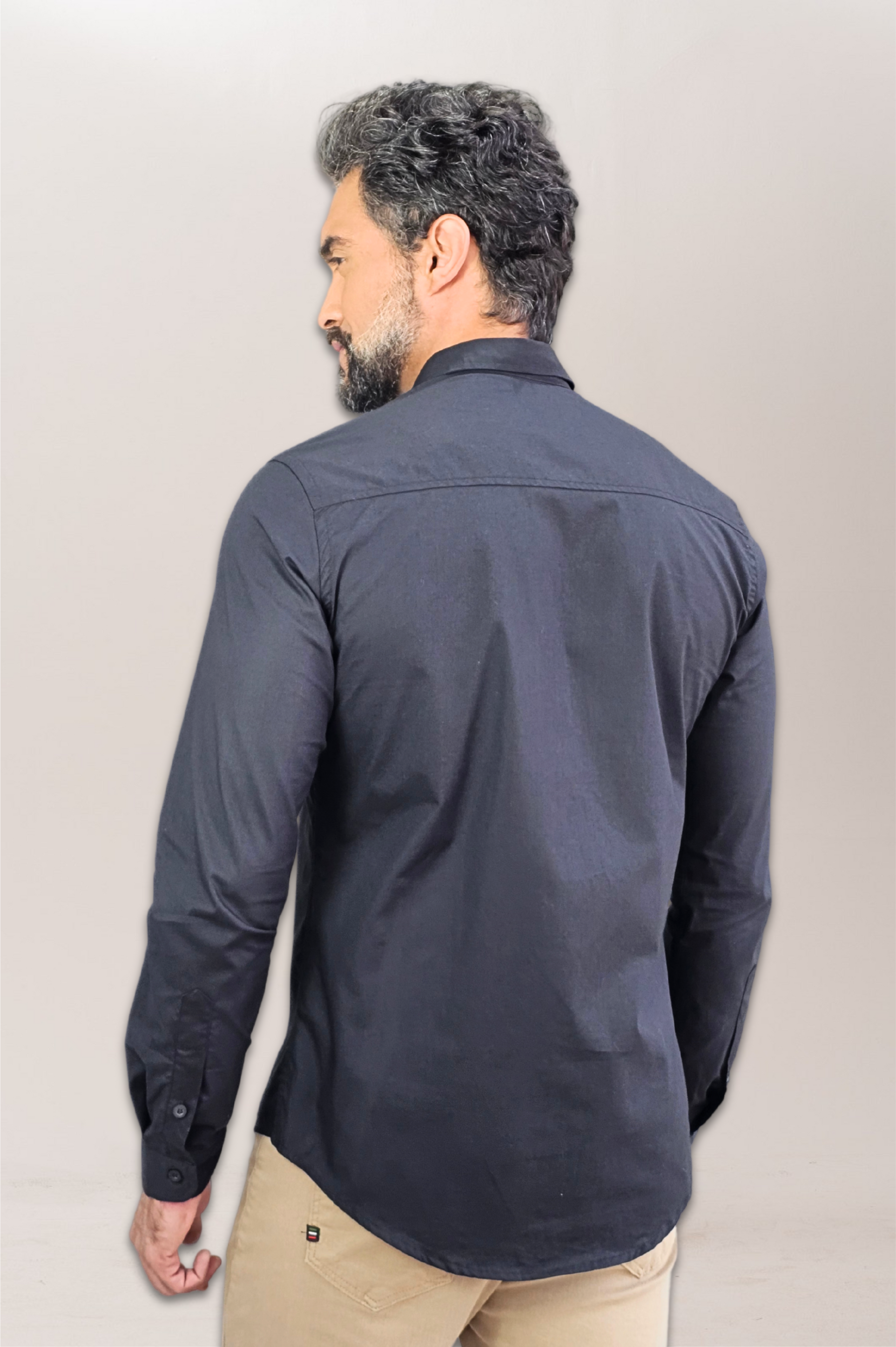 Camisa Social Tricoline Premium Slim ML Com Logo