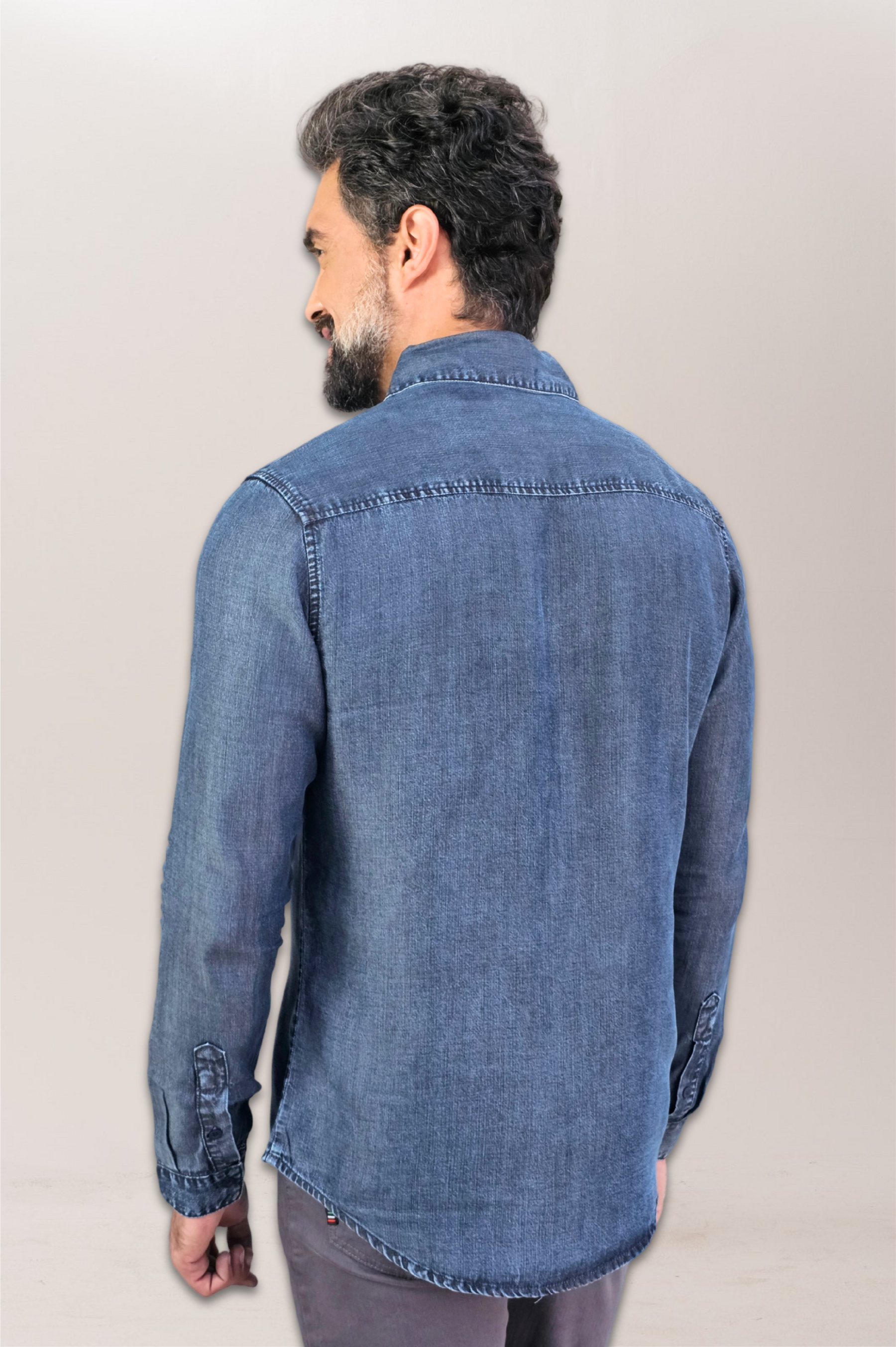 Camisa Social Jeans Premium Slim ML Marmorizada