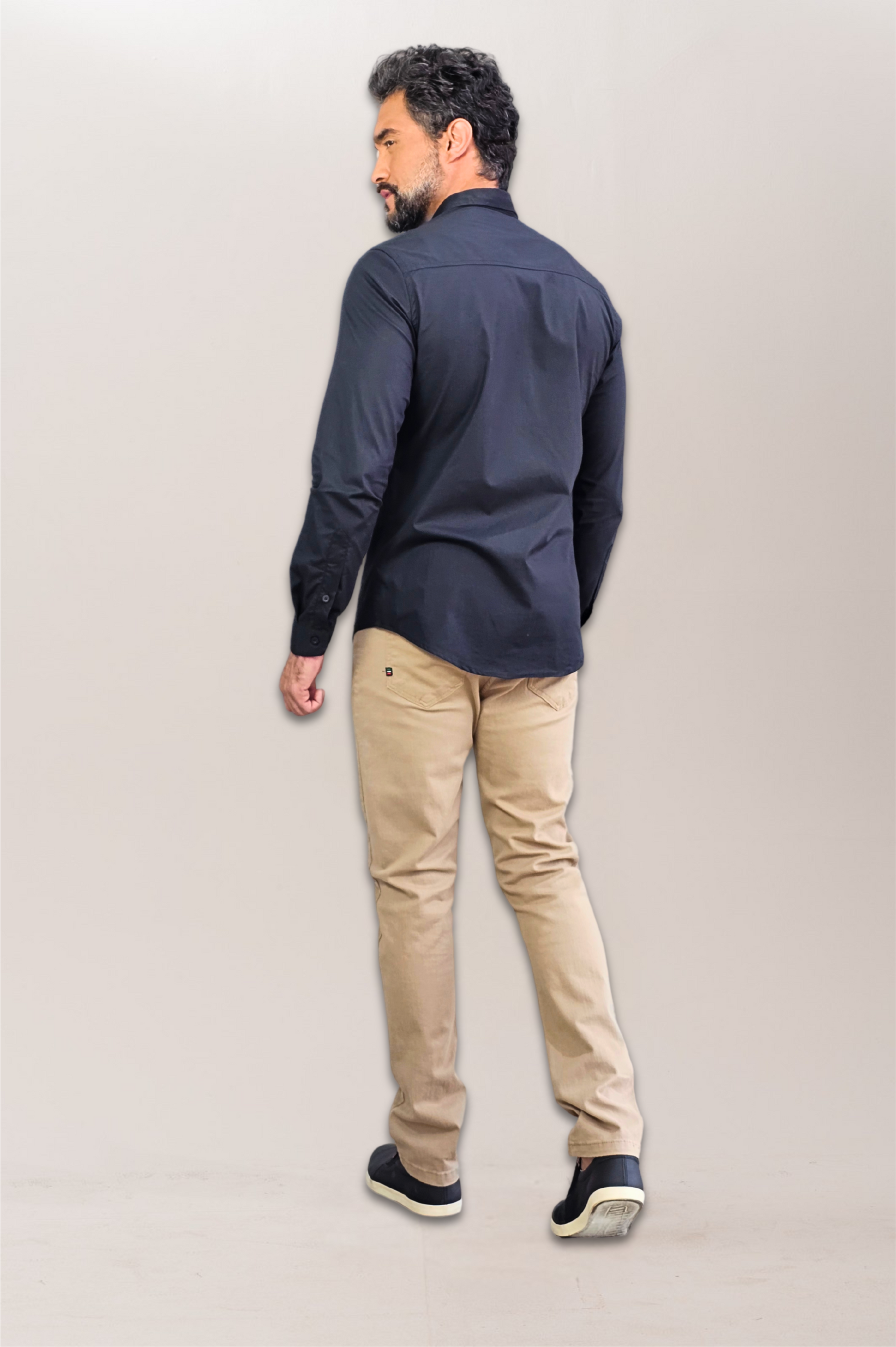 Camisa Social Tricoline Premium Slim ML Com Logo