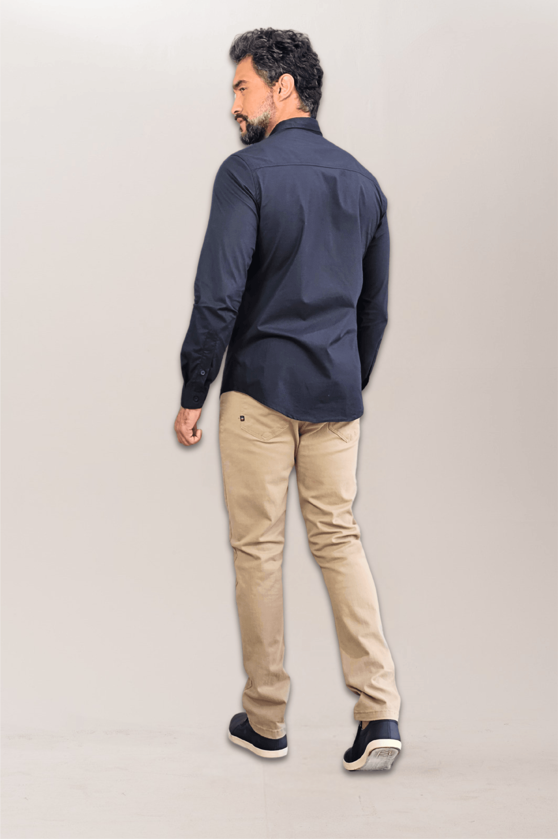 Camisa Social Tricoline Premium Slim ML Com Logo