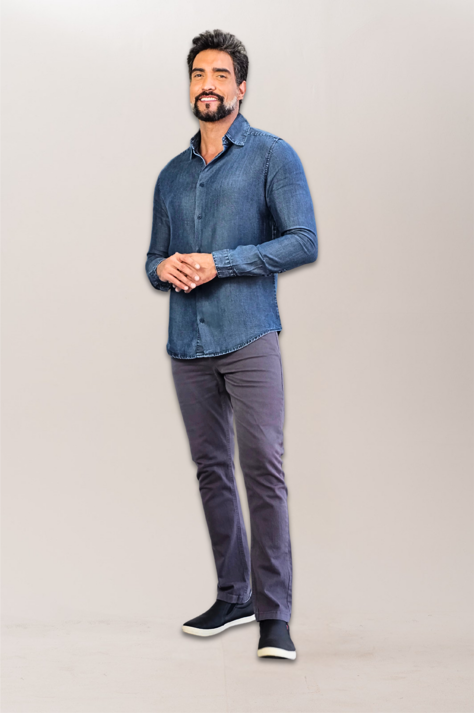 Camisa Social Jeans Premium Slim ML Marmorizada