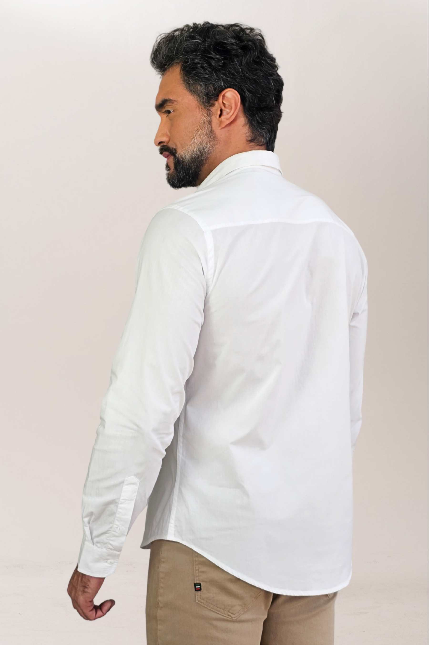 Camisa Social Tricoline Premium Slim ML Com Logo