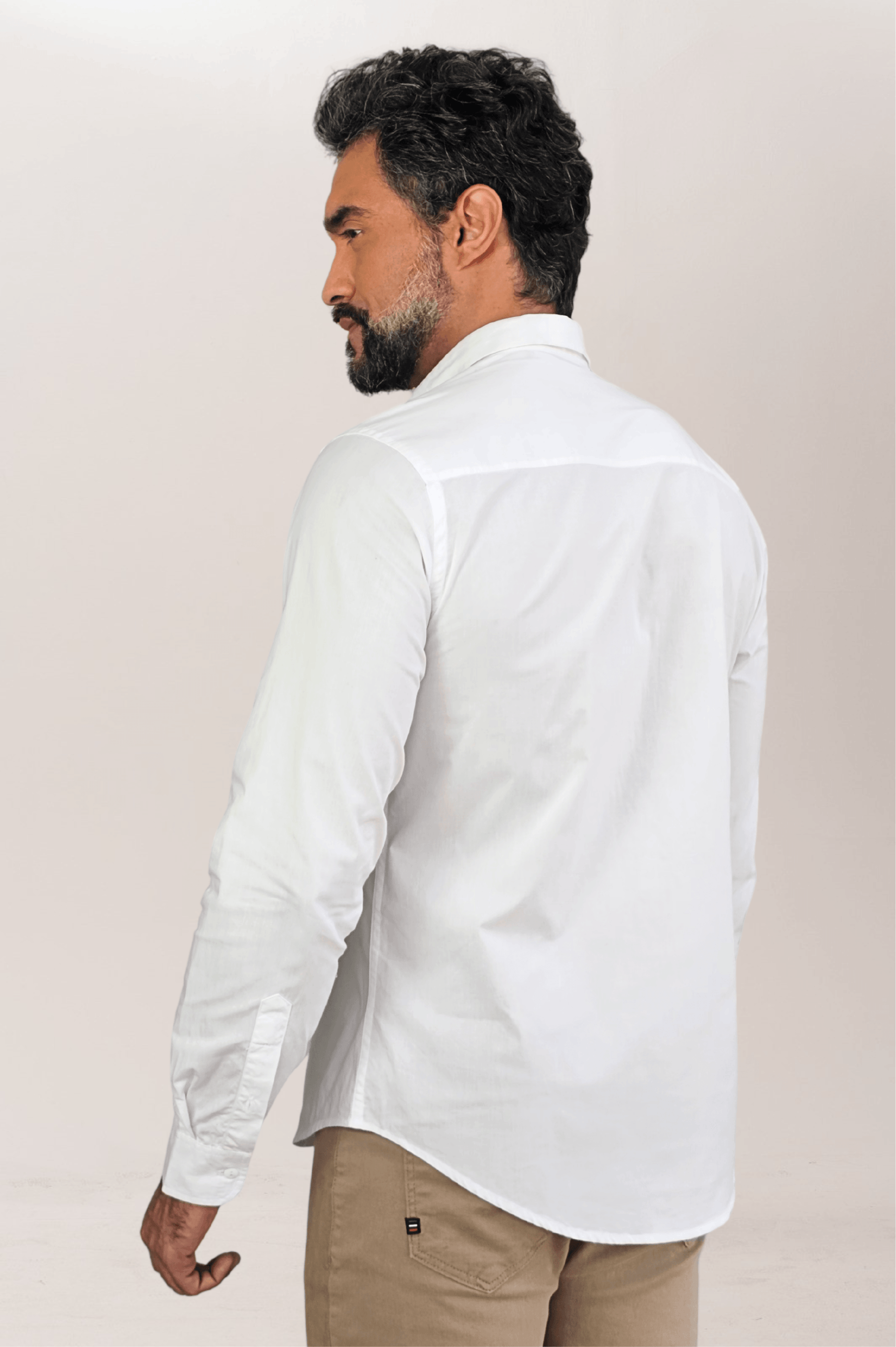 Camisa Social Tricoline Premium Slim ML Com Logo