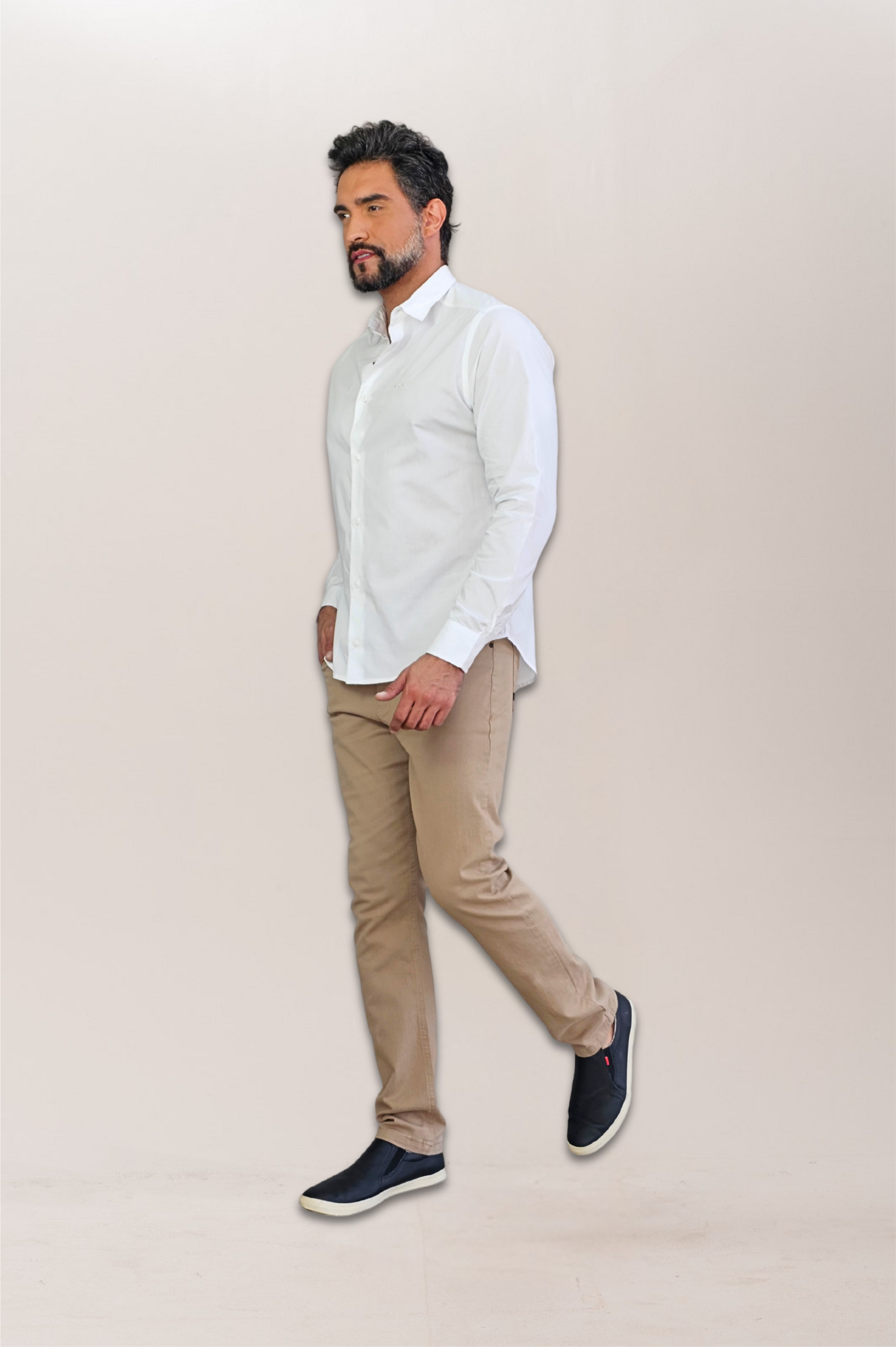 Camisa Social Tricoline Premium Slim ML Com Logo