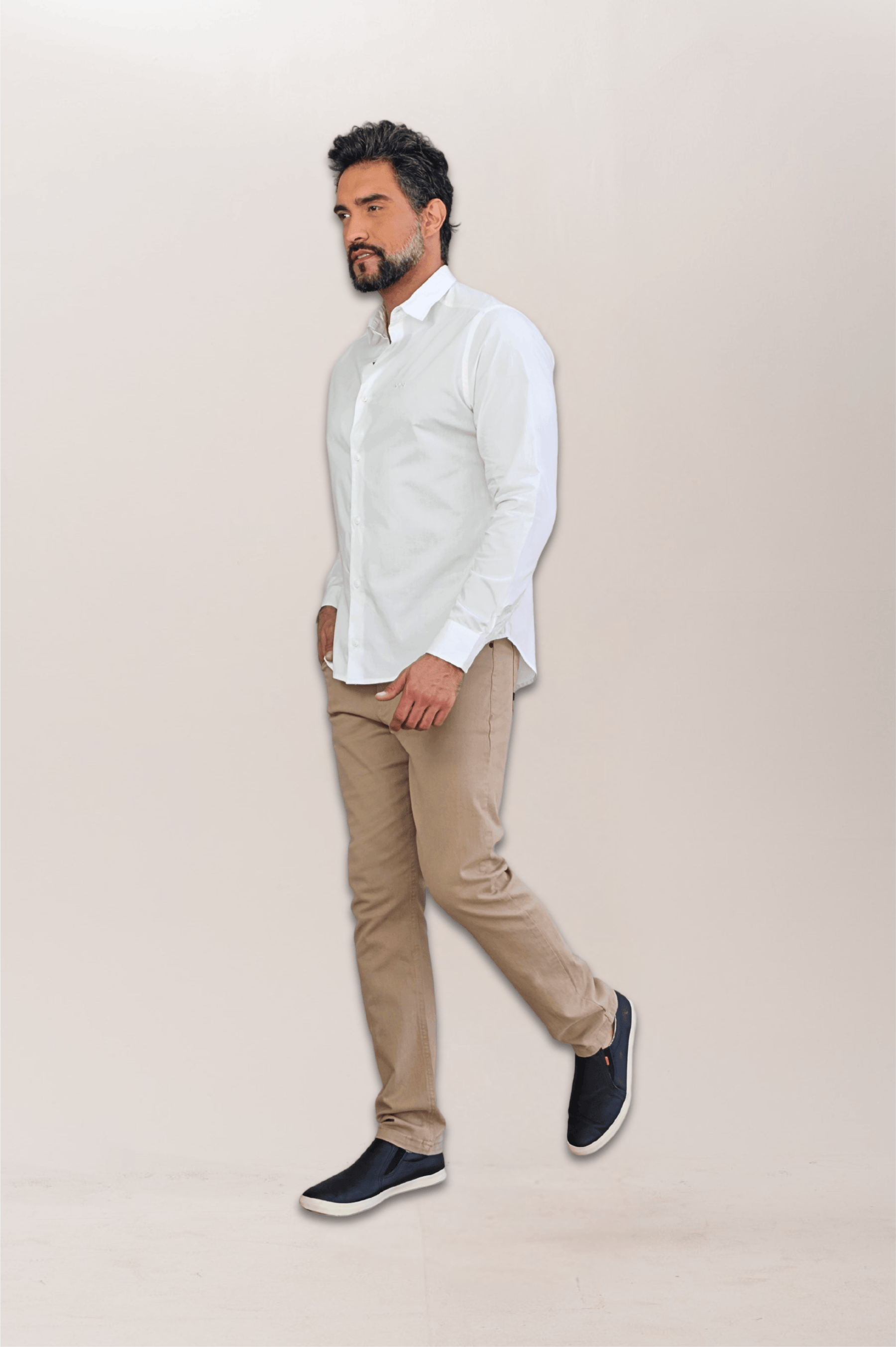 Camisa Social Tricoline Premium Slim ML Com Logo