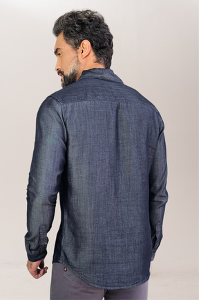 Camisa Social Jeans Premium Slim ML Escura