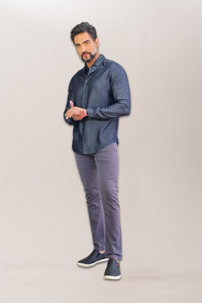 Camisa Social Jeans Premium Slim ML Escura